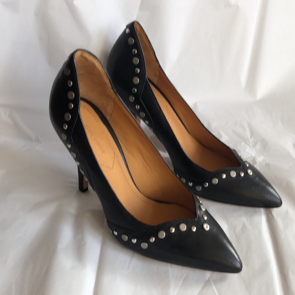 Isabel Marant Black Leather Studded Heels, Size 38 (US Size 8), EUC. - Picture 4 of 16